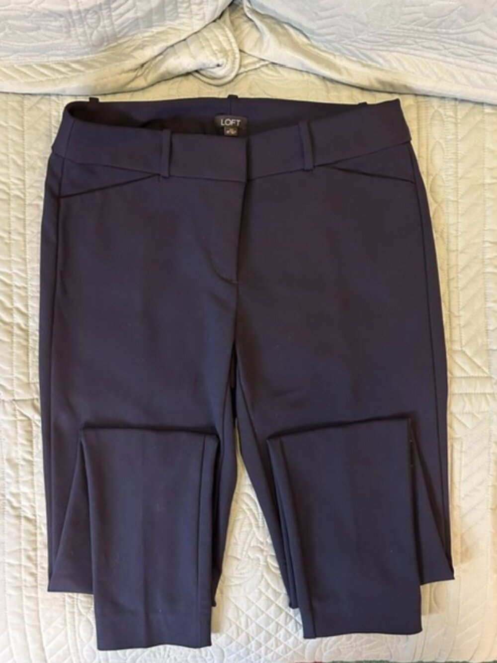 LOFT EUC Julie Curvy Fit Dress Pants Navy Blue Size 4 Tall